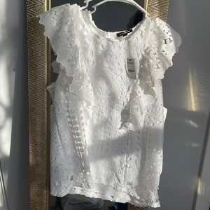 Lace cutout white shirt